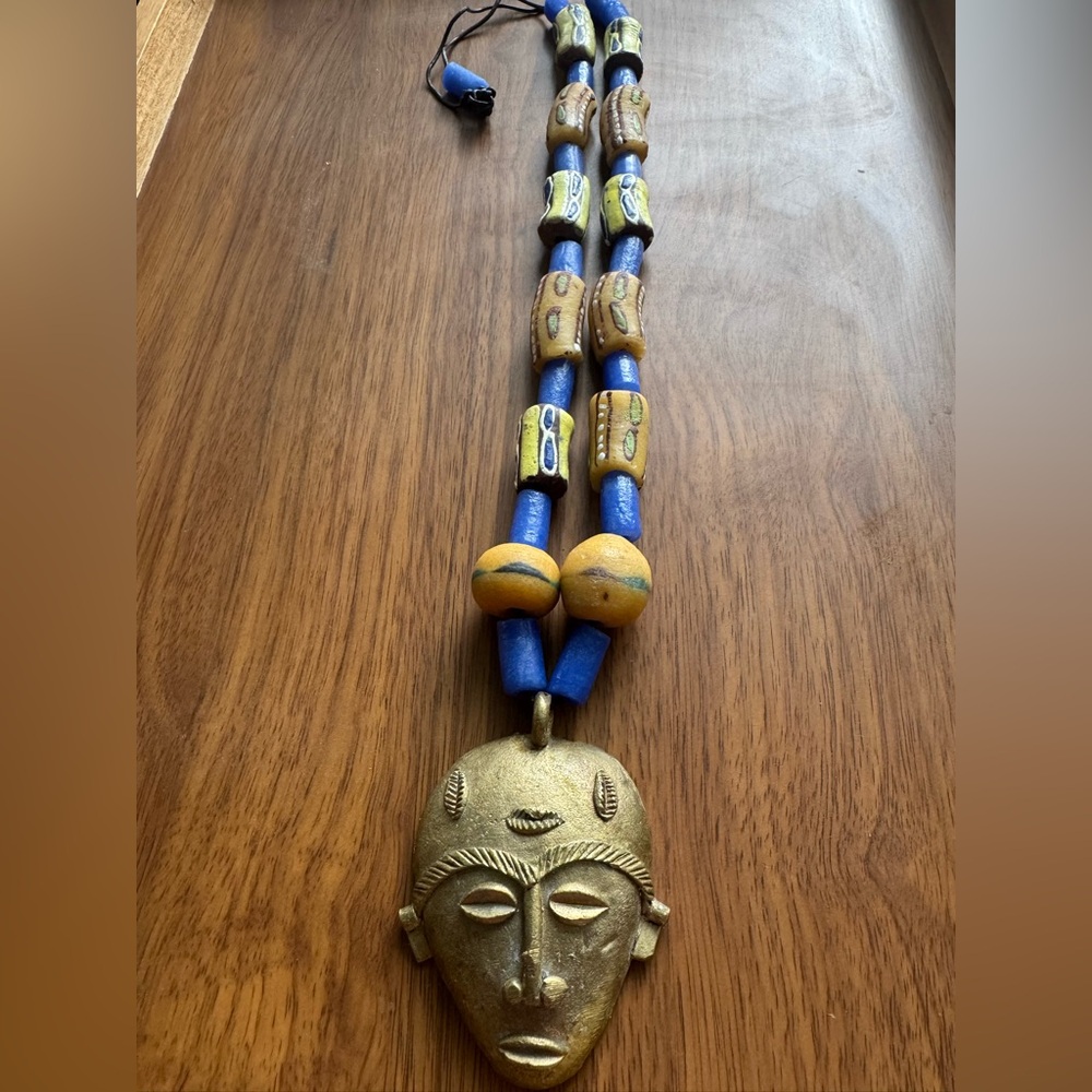 Gold and Blue Tribal Necklace